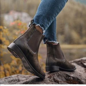 Thursday Dutchess Chelsea boots. Dark olive Suede. Size 9. Resoled.